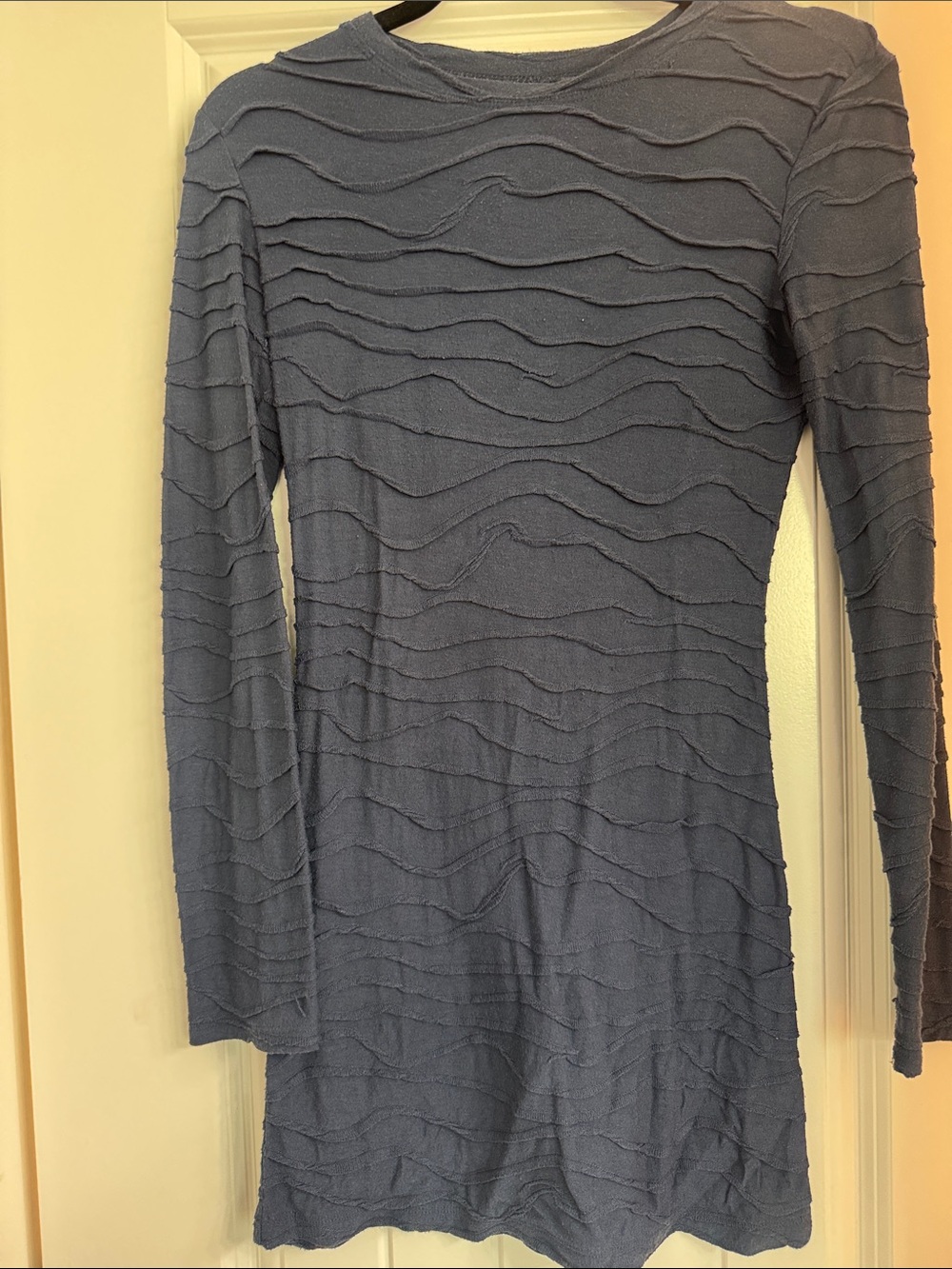 Bisou Bisou Slate Blue Long Sleeve Mini Dress